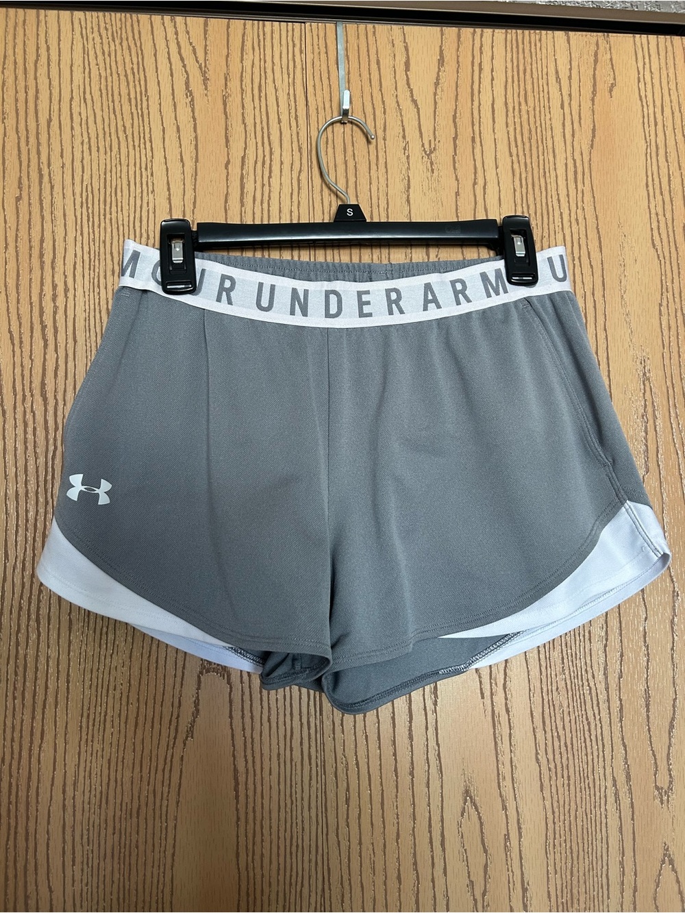 Under Armour Gray Women’s Athletic Running Shorts with White Trim